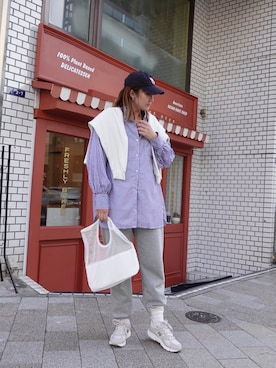 「スウエットパンツ」｜「アイテム（キャップ）」を使った、yuminyさん（レディース・162cm）の春コーディネート