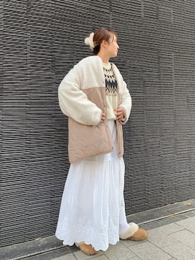 「CORNERS（コーナーズ）のアイテム（ジャケット/アウター）」を使った、yuminyさん（レディース・162cm）の冬コーディネート