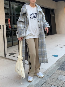「秋冬」｜「アイテム（ステンカラーコート）」を使った、yuminyさん（レディース・162cm）の秋コーディネート