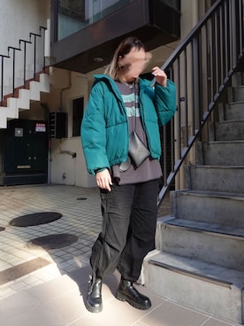 「CORNERS（コーナーズ）のアイテム（ダウンジャケット/コート）」を使った、yuminyさん（レディース・162cm）の冬コーディネート