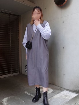 「春服デビュー宣言」｜「アイテム（ジャンパースカート）」を使った、yuminyさん（レディース・162cm）の春コーディネート