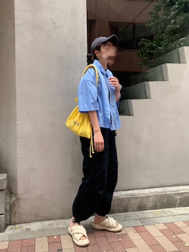 「CORNERS（コーナーズ）のサスペンダー付きカーゴパンツ（カーゴパンツ）」を使った、yuminyさん（レディース・162cm）の夏コーディネート