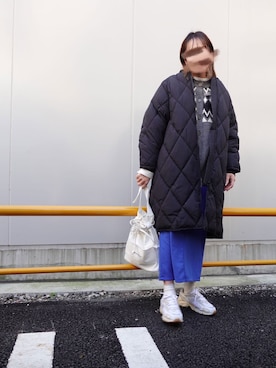 「CORNERS（コーナーズ）のアイテム（ダウンジャケット/コート）」を使った、yuminyさん（レディース・162cm）の冬コーディネート