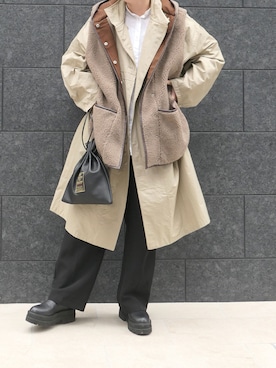 「巾着バッグ」｜「アイテム（ミリタリージャケット）」を使った、yuminyさん（レディース・162cm）の秋コーディネート