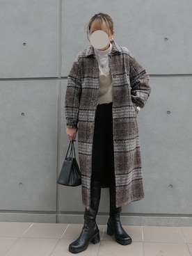 「ハーフパンツ」｜「アイテム（ステンカラーコート）」を使った、yuminyさん（レディース・162cm）の冬コーディネート