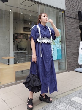 「corners」｜「アイテム（シャツワンピース）」を使った、yuminyさん（レディース・162cm）の夏コーディネート