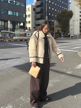 「アイテム（ムートンコート）」を使った、yuminyさん（レディース・162cm）の秋コーディネート