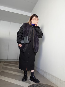 「corners」｜「アイテム（MA-1）」を使った、yuminyさん（レディース・162cm）の冬コーディネート