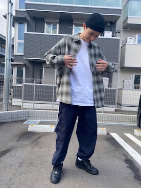 「FREAK'S STORE（フリークスストア）のWEB限定 Relax Fit リラックスフィット チェックネルシャツ/オンブレチェック（シャツ/ブラウス）」を使った、𝐊さん（メンズ・180cm）の秋コーディネート