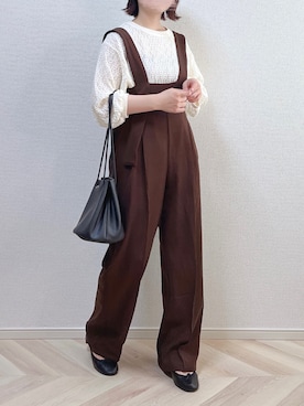 「ジャガード」｜「アイテム（サロペット/オーバーオール）」を使った、a o i *さん（レディース・151cm）の秋コーディネート