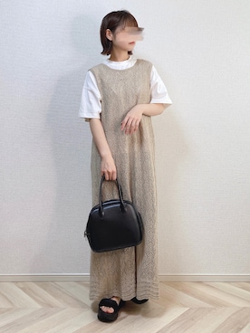 a o i *さんの「鍵編みニットワンピース」を使ったコーディネート