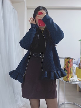 「MARNI（マルニ）のアイテム（ノーカラージャケット）」を使った、よぴしゃんさん（レディース・158cm）の冬コーディネート