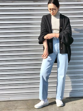「ゆるニット」｜「アイテム（スリッポン）」を使った、Mitsukoさん（レディース・156cm）の秋コーディネート