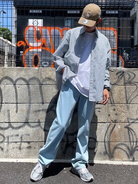 「THE STANDARD（ザスタンダード）のWEGO/スタンダードクルー半袖ネックT（Tシャツ/カットソー）」を使った、渡辺康二さん（メンズ・167cm）の夏コーディネート