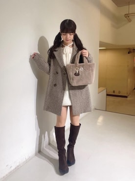 「ヘアアレンジ」｜「アイテム（その他アウター）」を使った、さえさん（レディース・155cm）の秋コーディネート