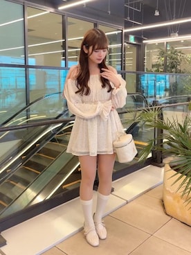 「フェミニン 」｜「アイテム（パンツ）」を使った、さえさん（レディース・155cm）の春コーディネート