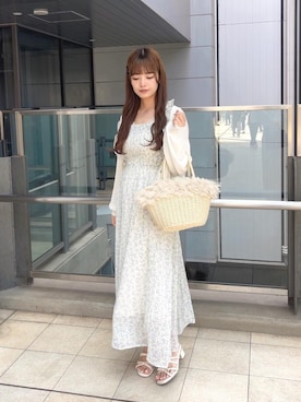 「フェミニン 」｜「アイテム（ワンピース/ドレス）」を使った、さえさん（レディース・155cm）の夏コーディネート