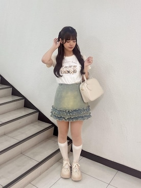 「アイテム（ボストンバッグ）」を使った、さえさん（レディース・155cm）の夏コーディネート