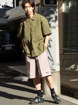 「Dickies（ディッキーズ）のアイテム」を使った、平石 智大さん（メンズ・175cm）の夏コーディネート
