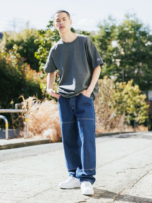 Champion/チャンピオン コットン ワッペン Tシャツ 無地T トップス