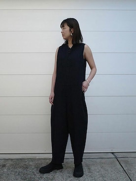 「ネイビー」｜「アイテム（サロペット/オーバーオール）」を使った、Enchainement Staffさん（レディース・165cm）の夏コーディネート