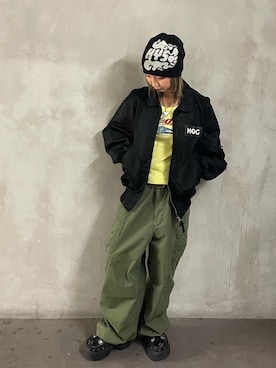 「アイテム（ミリタリージャケット）」を使った、pyoko120さん（レディース・156cm）の秋コーディネート