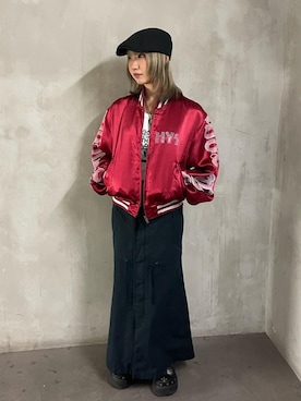 「HYSTERIC GLAMOUR（ヒステリックグラマー）のミリタリーロングスカート（スカート）」を使った、pyoko120さん（レディース・156cm）の秋コーディネート
