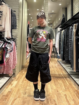 「HYSTERIC GLAMOUR（ヒステリックグラマー）のHG PIT CREW スポーツソックス（ソックス/靴下、ブラック系）」を使った、pyoko120さん（レディース）の秋コーディネート