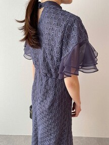 【 J by Blue 】ジオメトリックチェーンレースドレス　Mサイズ J by blue（ジェイバイブルー）の「ジオメトリックチェーンレース