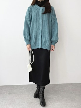 「ボリュームニット」｜「アイテム（ワンピース）」を使った、ayuさん（レディース・164cm）の冬コーディネート