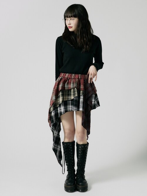 【Binary01】チェックレイヤードスカート Check Layered Skirt / チェックレイヤードスカート（スカート