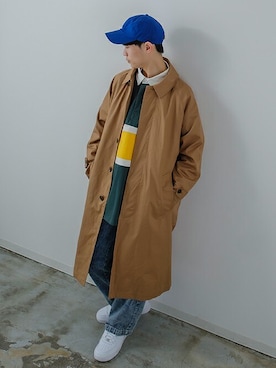 「improves（インプローブス）のアイテム（ステンカラーコート）」を使った、improves_officialさん（メンズ・172cm）の冬コーディネート