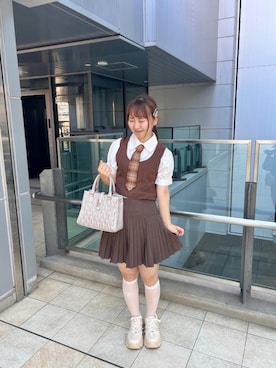 「ミニスカート」｜「アイテム（ニット/セーター）」を使った、りっかさん（レディース・156cm）の夏コーディネート