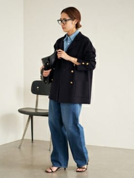 「ダンガリーシャツ」｜「アイテム（バッグ）」を使った、haruさん（レディース・161cm）の秋コーディネート