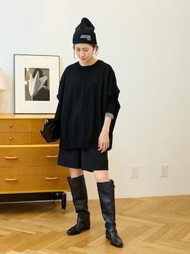 「FRAMeWORK（フレームワーク）のアイテム（ニットキャップ/ビーニー）」を使った、haruさん（レディース・161cm）の秋コーディネート