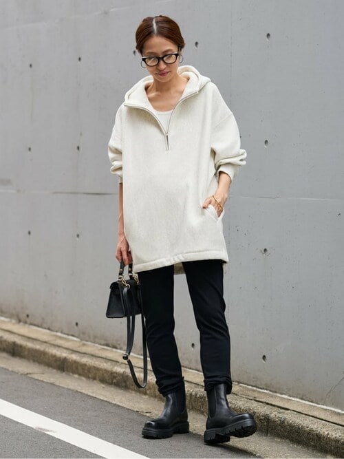 プーさん専用FRAMeWORK別注フードハーフジップドロストプルオーバー Champion 別注REVERSE WEAVE11.5OZフードハーフジップドロスト