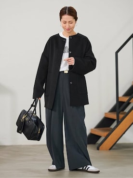 「アイテム（ノーカラーコート）」を使った、haruさん（レディース・161cm）の秋コーディネート