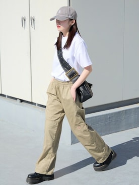 「PRO CLUB （プロクラブ）のアイテム（Tシャツ/カットソー）」を使った、ROOPTOKYOKSさん（レディース・163cm）の夏コーディネート