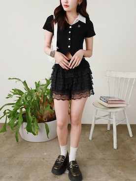 「ミニスカート」｜「アイテム（ニット/セーター）」を使った、ROOPTOKYOKSさん（レディース・163cm）の夏コーディネート
