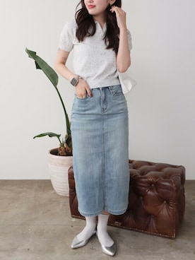 「アイテム（デニムスカート）」を使った、ROOPTOKYOKSさん（レディース・163cm）の夏コーディネート