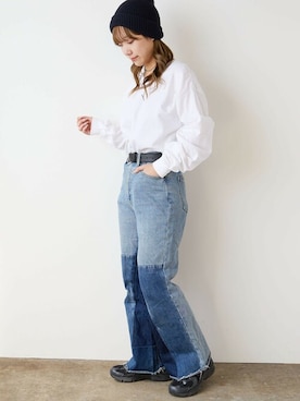 「GILDAN（ギルダン）のアイテム（Tシャツ/カットソー）」を使った、ROOPTOKYOKSさん（レディース・157cm）の夏コーディネート