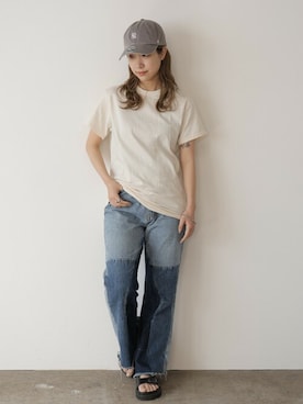 「GILDAN（ギルダン）のアイテム（Tシャツ/カットソー）」を使った、ROOPTOKYOKSさん（レディース・157cm）の夏コーディネート