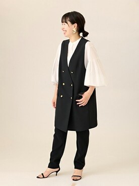 「ロングベスト」｜「アイテム（その他アウター）」を使った、JOURNAL STANDARD 本社スタッフBさん（レディース・157cm）の夏コーディネート