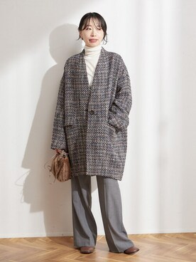 「journal standard L'essage（ジャーナルスタンダードレサージュ）のアイテム（ノーカラーコート）」を使った、JOURNAL STANDARD 本社スタッフBさん（レディース・160cm）の秋コーディネート