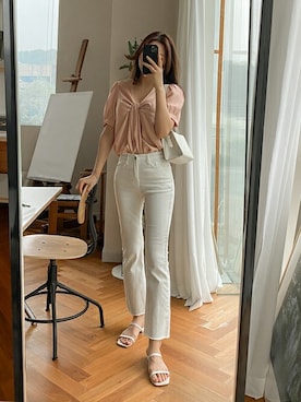 「アイテム（シャツ/ブラウス、ピンク系）」を使った、SECRET LABELさん（レディース・162cm）の夏コーディネート