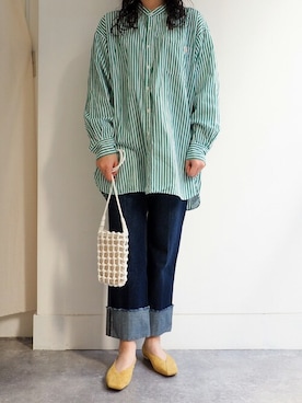 「cava cava（サヴァサヴァ）のアイテム」を使った、ECスタッフ２さん（レディース・160cm）の春コーディネート