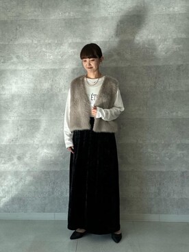 「タイトスカート」｜「アイテム（ベスト、グレー系）」を使った、yuka11288さん（レディース・151cm）の秋コーディネート