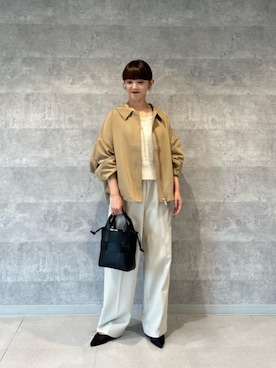 「ストレートパンツ」｜「アイテム（ブルゾン）」を使った、yuka11288さん（レディース・151cm）の秋コーディネート