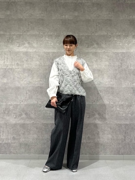 「ワイドパンツ 」｜「アイテム（バッグ）」を使った、yuka11288さん（レディース・151cm）の冬コーディネート