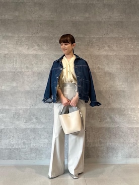 「ワイドパンツ 」｜「アイテム（ジャケット/アウター）」を使った、yuka11288さん（レディース・151cm）の春コーディネート